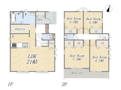 【間取り図】D号棟　4LDK+Pantry+カースペース2台可