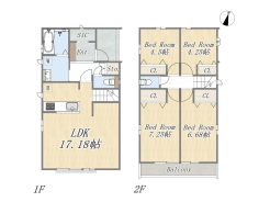 【間取り図】E号棟　4LDK+SIC+カースペース2台可