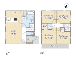 【間取り図】4LDK+WIC+Pantry+カースペース
