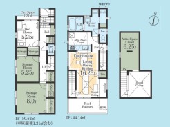 【1号棟】1LDK+2S+小屋裏収納+カースペース


