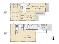 【1号地　参考プラン】
建物参考価格：1300万円／建物面積：20.97坪
