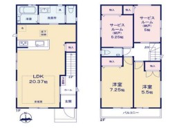【B号棟】2LDK+2S+カースペース2台