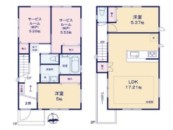 E号棟】2LDK+2S+WIC+カースペース2台