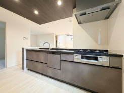 【Kitchen】
洗練されたデザインと機能美が調和するキッチンは、日常のひとときを穏やかな時間へと誘います。落ち着いた色合いが広がり、心地よい暮らしの基盤を築きます。