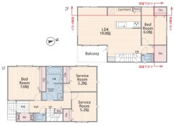 【間取り図】2LDK+2S+SIC+Pantry+カースペース
