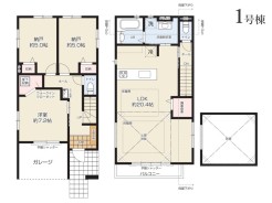 【間取り図】1号棟：1LDK+2S+WIC+カースペース