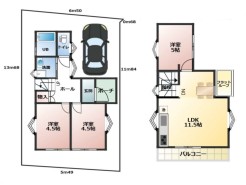 【間取り図】3LDK+カースペース
