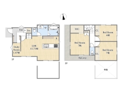 【間取り図】3LDK+WIC+SIC+カースペース2台
