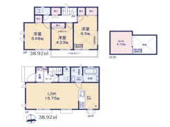 【間取り図】3LDK+Loft+カースペース
