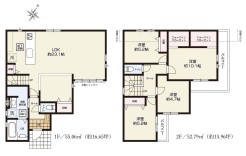 【間取り図】4LDK+2WIC+Pantry+カースペース2台