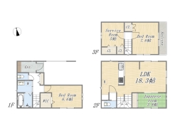【間取り図】3SLDK+WIC+ビルトインガレージ
