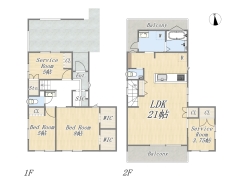 【間取り図】2LDK+2S+2WIC+SIC+ビルトインガレージ
