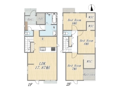 【間取り図】1号棟　3LDK+3WIC+SIC+カースペース
