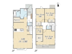 【間取り図】2号棟　3SLDK+WIC+Pantry+カースペース
