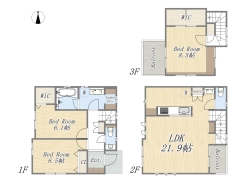 【A号棟】3LDK+2WIC+カースペース2台

