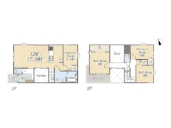 【間取り図】2LDK+2S+Garden+カースペース2台
