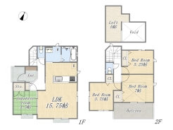 【間取り図】4LDK+Loft+カースペース2台可
