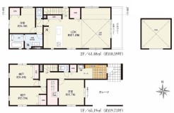 【間取り図】
2LDK+2S+WIC+Pantry+カースペース