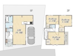 【参考プラン：5号地】
Plan：3LDK+カースペース
建物参考価格：2000万円
建物面積：79㎡
