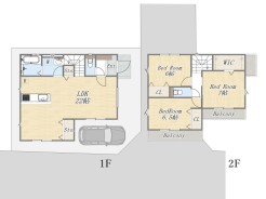 【参考プラン：3号地】
Plan：3LDK+WIC+カースペース
建物参考価格：2000万円
建物面積：98㎡
