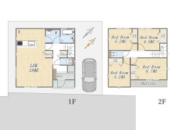 【4号地　参考プラン】
Plan：4LDK+SIC+Pantry+カースペース
建物参考価格：2000万円
建物面積：99㎡