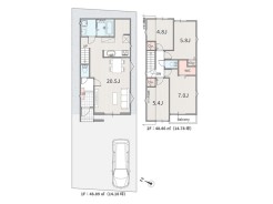 1号地 【参考プラン】
建物参考価格：1620万円／建物面積：95.75㎡
