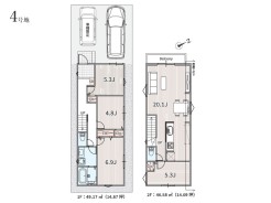 【4号地　参考プラン】
建物参考価格：1630万円／建物面積：95.75㎡
