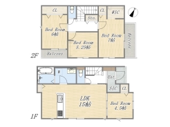 【3号地　参考プラン】
Plan：4LDK+WIC+SIC+Pantry+カースペース2台
建物参考価格：1500万円
建物面積：94.39㎡
