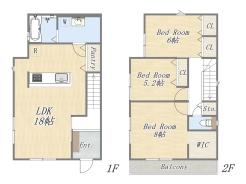 【3号地　参考プラン】
Plan：3LDK+WIC+Pantry
建物参考価格：1903万円
建物面積：94㎡
