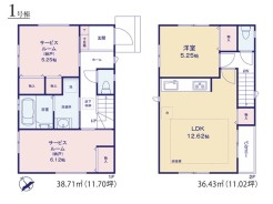 1号棟 【間取り図】
1LDK+2S