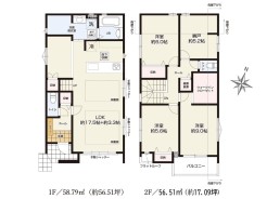 2号棟 【間取り図】
3SLDK+WIC+カースペース2台可