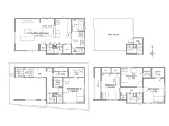 【間取り図】
3LDK+2S+4WIC+Pantry+ルーフバルコニー+カースペース1台
