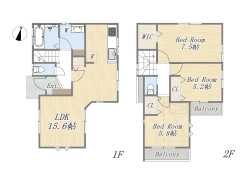 【間取り図】
3LDK+WIC+小屋裏収納+カースペース
