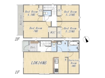 【1号地 参考プラン】 Plan：4SLDK+WIC 建物面積：97.70㎡（約29.61坪） 建物参考価格：2000万円