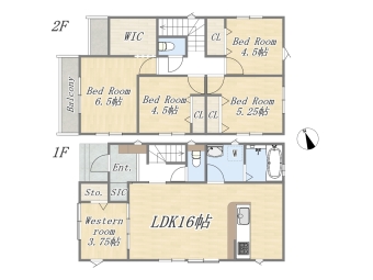 【4号地 参考プラン】 Plan：5LDK+WIC+SIC 建物参考面積：99.36㎡（約30坪） 建物参考価格：2000万円