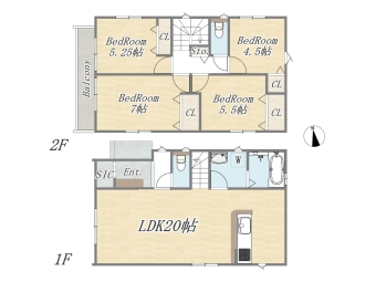 【12号地 参考プラン】 Plan：4LDK+SIC 土地面積：124.68㎡（37.71坪） 建物価格：2000万円