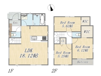 【6号棟】 Plan：3LDK+WIC+カースペース 土地面積：97.22m2（29.41坪） 建物面積：82.8m2（25.05坪）