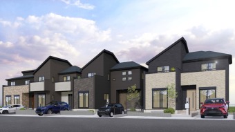 【建物完成イメージパース】（1-4号棟） ZEH水準仕様住宅の全4棟が緑豊かで閑静な住宅地に登場！ 南側前面道路が6ｍもあるので風通し、陽当たり良好の物件です！