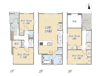 B号棟 【間取り図】 Plan：4LDK+WIC+カースペース