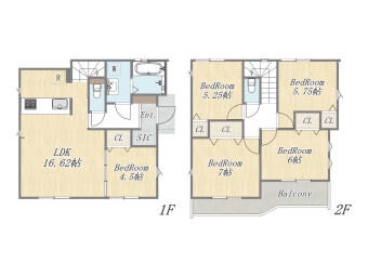 【2号地 参考プラン①】 Plan：5LDK+SIC+カースペース 建物参考価格：2003万円 建物面積：103㎡ 