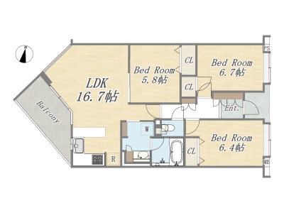 【Plan：3LDK+ワイドバルコニー】
