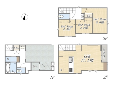 【間取り図】3LDK+ビルトインガレージ