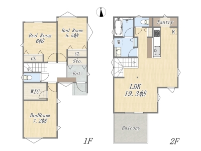 【4号棟】3LDK+WIC+Pantry+ワイドバルコニー+カースペース