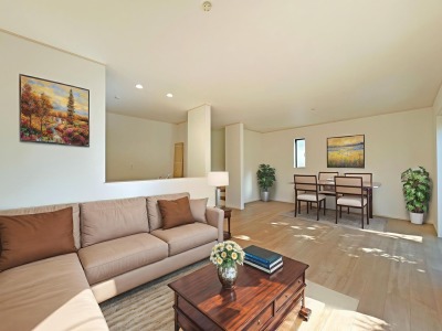 【LDK：A号棟】
本画像はCGで作成しており、実際に現地に家具は配置しておりません。また、価格に家具は含まれません。