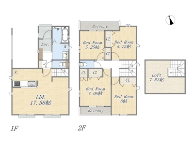 【B号棟】4LDK+Loft+ビルトインガレージ