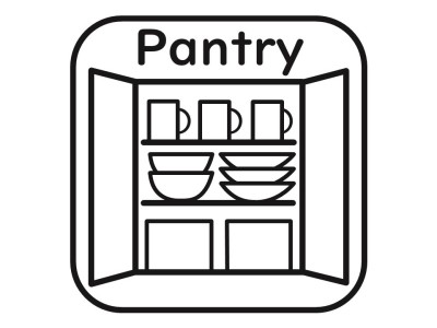 【パントリー】常温保存が可能な食料品や調味料、食器、消耗品、日用品などをストックしておくことができます。また、収納スペースが確保できることで、キッチン周りが散らからず、使いやすい環境を保てます。