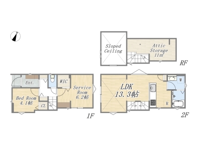 【Plan】1SLDK+WIC+Pantry+小屋裏収納
