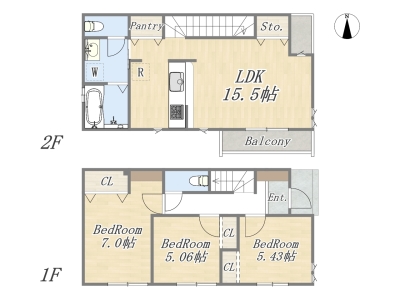 【参考プラン：7号地】
建物参考価格：2000万円