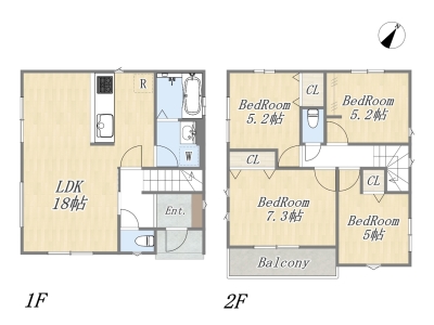 【1号地　建物プラン例】
建物参考価格：1903万円～