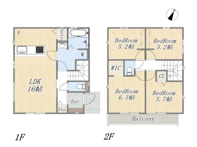 2号地 【建物プラン例】
建物参考価格：1903万円～